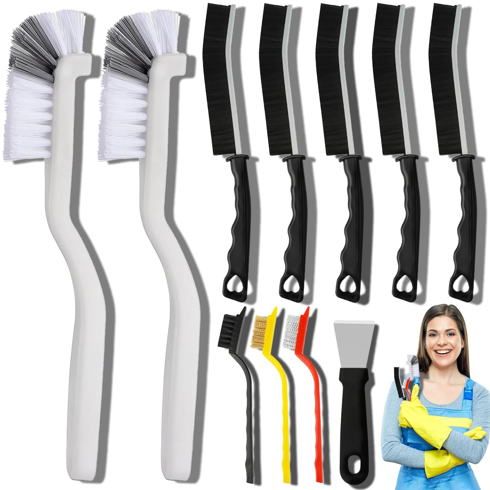 HASTHIP® 11Pcs Crevice Cleaning Brush Set, Hard Bristle Cleaning Supplies for Kitchen, Bathroom, Corner, Grout, Sink, Cup, Teapot, Bottle HASTHIP® 11Pcs Crevice Cleaning Brush Set, Hard Bristle Cleaning Supplies for Kitchen, Bathroom, Corner, Grout, Sink, Cup, Teapot, Bottle